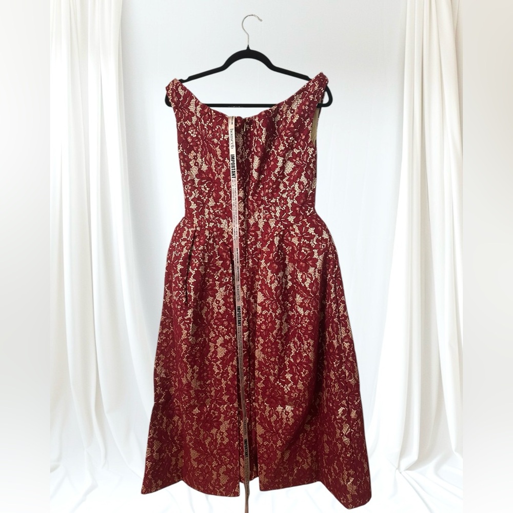 House of CB Strapless Red and Gold Dress